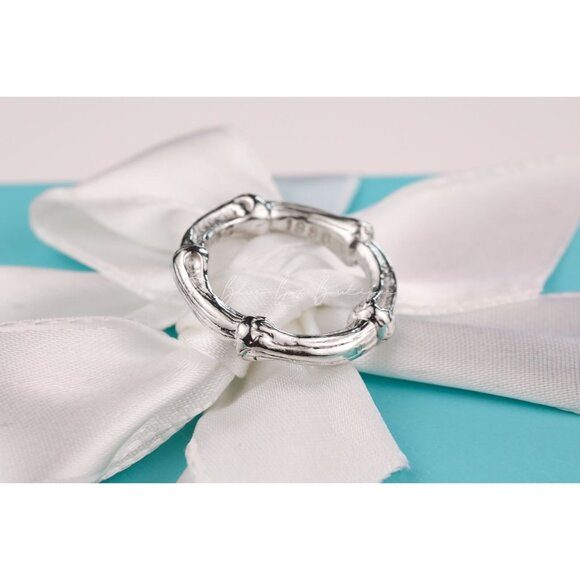 Tiffany & Co. Ring Vintage Bamboo Bone Band Pinky Ring Size 3.5 - Picture 2 of 8